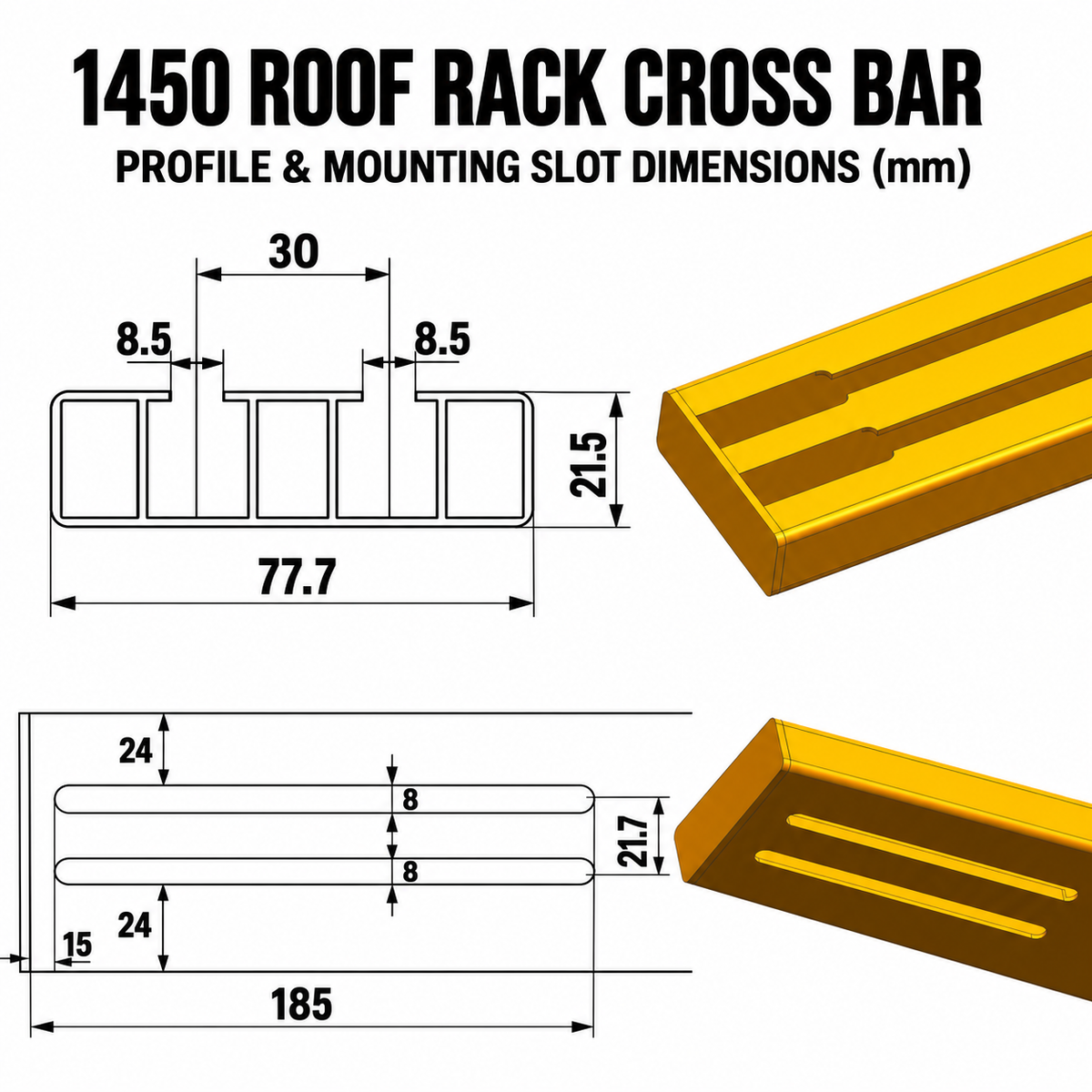 1450 Roof Rack Cross Bars