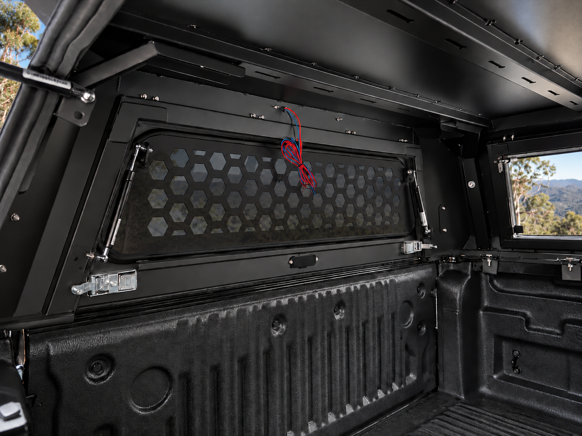CZY Trade Canopy interior reinforcement ribs with mounting holes and rear-window security screen