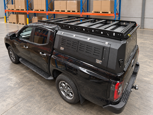 CZY Trade Canopy with empty removable roof platform fitted, complete vehicle view in a tidy warehouse