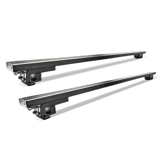 Pair of black 1450 cross bars with raised-roof-rail mounting feet
